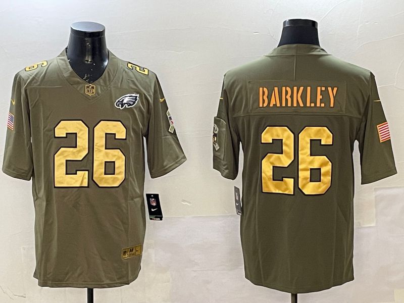 Men Philadelphia Eagles #26 Barkley Green gold 2025 Nike Vapor Limited NFL Jersey style 1